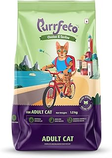 Purrfeto Adult Dry Cat Food | Chicken & Sardine | 1.2 kg Ingredients | Promotes Urinary Health |Anti Hairball Formula | Promotes Skin & Coat | Improves Digestive